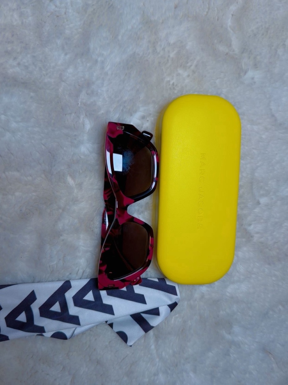Marc Jacobs Pink Tortoise Sunglasses with Yellow Case